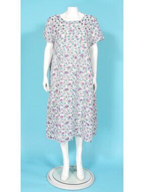 MARKETPLACE Handwork of India Gloral Blue Purple Block Print Dress Size 1W /965